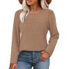 image:imageWIHOLL Blouses for Women Dressy Casual Lace Spring Long Sleeve Shirts 2026 Trendy Sweaters Waffle Knit Beach Vacation ClothesJkhaki