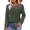 image:imageWIHOLL Blouses for Women Dressy Casual Lace Spring Long Sleeve Shirts 2026 Trendy Sweaters Waffle Knit Beach Vacation ClothesJmoss Green