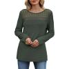 image:imageWIHOLL Blouses for Women Dressy Casual Lace Spring Long Sleeve Shirts 2026 Trendy Sweaters Waffle Knit Beach Vacation ClothesJmoss Green