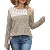 image:imageWIHOLL Blouses for Women Dressy Casual Lace Spring Long Sleeve Shirts 2026 Trendy Sweaters Waffle Knit Beach Vacation ClothesKfantasy Khaki