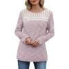 image:imageWIHOLL Blouses for Women Dressy Casual Lace Spring Long Sleeve Shirts 2026 Trendy Sweaters Waffle Knit Beach Vacation ClothesKfantasy Pink