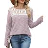 image:imageWIHOLL Blouses for Women Dressy Casual Lace Spring Long Sleeve Shirts 2026 Trendy Sweaters Waffle Knit Beach Vacation ClothesKfantasy Pink