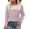 image:imageWIHOLL Blouses for Women Dressy Casual Lace Spring Long Sleeve Shirts 2026 Trendy Sweaters Waffle Knit Beach Vacation ClothesKfantasy Pink