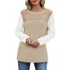 image:imageWIHOLL Blouses for Women Dressy Casual Lace Spring Long Sleeve Shirts 2026 Trendy Sweaters Waffle Knit Beach Vacation ClothesLbeige White