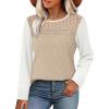 image:imageWIHOLL Blouses for Women Dressy Casual Lace Spring Long Sleeve Shirts 2026 Trendy Sweaters Waffle Knit Beach Vacation ClothesLbeige White