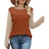 image:imageWIHOLL Blouses for Women Dressy Casual Lace Spring Long Sleeve Shirts 2026 Trendy Sweaters Waffle Knit Beach Vacation ClothesLcaramel Beige