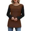 image:imageWIHOLL Blouses for Women Dressy Casual Lace Spring Long Sleeve Shirts 2026 Trendy Sweaters Waffle Knit Beach Vacation ClothesLcoffee Black