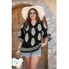 image:imageWIHOLL Boho Tops for Women Summer Spring 34 Sleeve Dressy Fashion V Neck Casual 2026 Business Beach Plus Size Resort BlousesAmulti Black