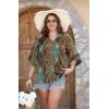 image:imageWIHOLL Boho Tops for Women Summer Spring 34 Sleeve Dressy Fashion V Neck Casual 2026 Business Beach Plus Size Resort BlousesBohemia