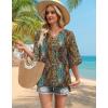 image:imageWIHOLL Boho Tops for Women Summer Spring 34 Sleeve Dressy Fashion V Neck Casual 2026 Business Beach Plus Size Resort BlousesBohemia