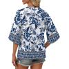 image:imageWIHOLL Boho Tops for Women Summer Spring 34 Sleeve Dressy Fashion V Neck Casual 2026 Business Beach Plus Size Resort BlousesEthnic Floral