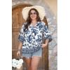 image:imageWIHOLL Boho Tops for Women Summer Spring 34 Sleeve Dressy Fashion V Neck Casual 2026 Business Beach Plus Size Resort BlousesEthnic Floral