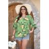 image:imageWIHOLL Boho Tops for Women Summer Spring 34 Sleeve Dressy Fashion V Neck Casual 2026 Business Beach Plus Size Resort BlousesGreen Yellow Flower