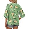 image:imageWIHOLL Boho Tops for Women Summer Spring 34 Sleeve Dressy Fashion V Neck Casual 2026 Business Beach Plus Size Resort BlousesGreen Yellow Flower