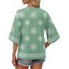 image:imageWIHOLL Boho Tops for Women Summer Spring 34 Sleeve Dressy Fashion V Neck Casual 2026 Business Beach Plus Size Resort BlousesLight Green