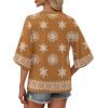 image:imageWIHOLL Boho Tops for Women Summer Spring 34 Sleeve Dressy Fashion V Neck Casual 2026 Business Beach Plus Size Resort BlousesMulti Coffee