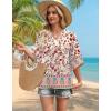 image:imageWIHOLL Boho Tops for Women Summer Spring 34 Sleeve Dressy Fashion V Neck Casual 2026 Business Beach Plus Size Resort BlousesMulti Red