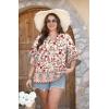 image:imageWIHOLL Boho Tops for Women Summer Spring 34 Sleeve Dressy Fashion V Neck Casual 2026 Business Beach Plus Size Resort BlousesMulti Red