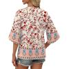 image:imageWIHOLL Boho Tops for Women Summer Spring 34 Sleeve Dressy Fashion V Neck Casual 2026 Business Beach Plus Size Resort BlousesMulti Red