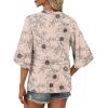 image:imageWIHOLL Boho Tops for Women Summer Spring 34 Sleeve Dressy Fashion V Neck Casual 2026 Business Beach Plus Size Resort BlousesPrintbeige