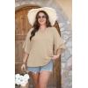 image:imageWIHOLL Boho Tops for Women Summer Spring 34 Sleeve Dressy Fashion V Neck Casual 2026 Business Beach Plus Size Resort BlousesZapricot