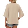 image:imageWIHOLL Boho Tops for Women Summer Spring 34 Sleeve Dressy Fashion V Neck Casual 2026 Business Beach Plus Size Resort BlousesZapricot