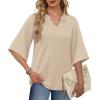 image:imageWIHOLL Boho Tops for Women Summer Spring 34 Sleeve Dressy Fashion V Neck Casual 2026 Business Beach Plus Size Resort BlousesZapricot