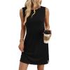 image:imageWIHOLL Casual Dresses for Women Crewneck Sleeveless Tank Dress Summer Spring Boho Vacation ClothesBlack