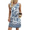 image:imageWIHOLL Casual Dresses for Women Crewneck Sleeveless Tank Dress Summer Spring Boho Vacation ClothesBlue Boho Print