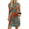 image:imageWIHOLL Casual Dresses for Women Crewneck Sleeveless Tank Dress Summer Spring Boho Vacation ClothesFloral Blue Orange