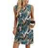 image:imageWIHOLL Casual Dresses for Women Crewneck Sleeveless Tank Dress Summer Spring Boho Vacation ClothesFloral Palm Leaf