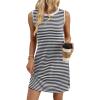 image:imageWIHOLL Casual Dresses for Women Crewneck Sleeveless Tank Dress Summer Spring Boho Vacation ClothesWhite Black Stripe