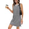 image:imageWIHOLL Casual Dresses for Women Crewneck Sleeveless Tank Dress Summer Spring Boho Vacation ClothesWhite Black Stripe