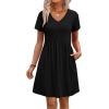 image:imageWIHOLL Dresses for Women 2026 Casual Summer V Neck Babydoll Dress Short Sleeve Fashion Beach Vacation ClothesBlack