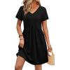 image:imageWIHOLL Dresses for Women 2026 Casual Summer V Neck Babydoll Dress Short Sleeve Fashion Beach Vacation ClothesBlack