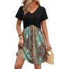 image:imageWIHOLL Dresses for Women 2026 Casual Summer V Neck Babydoll Dress Short Sleeve Fashion Beach Vacation ClothesBlack Ethnic