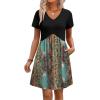 image:imageWIHOLL Dresses for Women 2026 Casual Summer V Neck Babydoll Dress Short Sleeve Fashion Beach Vacation ClothesBlack Ethnic