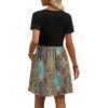 image:imageWIHOLL Dresses for Women 2026 Casual Summer V Neck Babydoll Dress Short Sleeve Fashion Beach Vacation ClothesBlack Ethnic