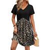 image:imageWIHOLL Dresses for Women 2026 Casual Summer V Neck Babydoll Dress Short Sleeve Fashion Beach Vacation ClothesBlack Leopard