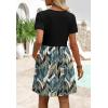 image:imageWIHOLL Dresses for Women 2026 Casual Summer V Neck Babydoll Dress Short Sleeve Fashion Beach Vacation ClothesBoho Leaf