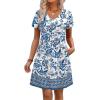 image:imageWIHOLL Dresses for Women 2026 Casual Summer V Neck Babydoll Dress Short Sleeve Fashion Beach Vacation ClothesBoho Mandala