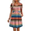 image:imageWIHOLL Dresses for Women 2026 Casual Summer V Neck Babydoll Dress Short Sleeve Fashion Beach Vacation ClothesColorful Stripes