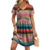 image:imageWIHOLL Dresses for Women 2026 Casual Summer V Neck Babydoll Dress Short Sleeve Fashion Beach Vacation ClothesColorful Stripes