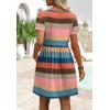 image:imageWIHOLL Dresses for Women 2026 Casual Summer V Neck Babydoll Dress Short Sleeve Fashion Beach Vacation ClothesColorful Stripes