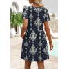 image:imageWIHOLL Dresses for Women 2026 Casual Summer V Neck Babydoll Dress Short Sleeve Fashion Beach Vacation ClothesEthnic Navy