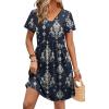 image:imageWIHOLL Dresses for Women 2026 Casual Summer V Neck Babydoll Dress Short Sleeve Fashion Beach Vacation ClothesEthnic Navy