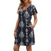 image:imageWIHOLL Dresses for Women 2026 Casual Summer V Neck Babydoll Dress Short Sleeve Fashion Beach Vacation ClothesEthnic Navy