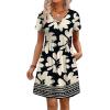 image:imageWIHOLL Dresses for Women 2026 Casual Summer V Neck Babydoll Dress Short Sleeve Fashion Beach Vacation ClothesFloral Black