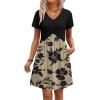 image:imageWIHOLL Dresses for Women 2026 Casual Summer V Neck Babydoll Dress Short Sleeve Fashion Beach Vacation ClothesFloral Brown