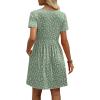 image:imageWIHOLL Dresses for Women 2026 Casual Summer V Neck Babydoll Dress Short Sleeve Fashion Beach Vacation ClothesGreen Floral